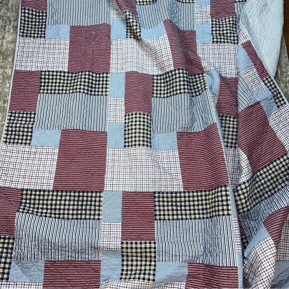 Vintage Tommy Hilfiger Madras Patchwork Nautical Reversible Quilt Twin Size - Picture 8 of 8